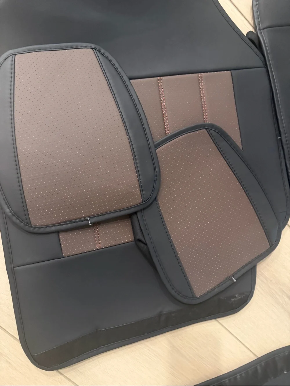 Premium Two-Tone Full Set Car Seat Covers (Black & Brown)